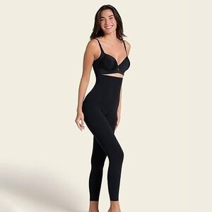 Leonisa (XL) High Waisted Compression Leggings - Shapewear Gym Leggings - Black